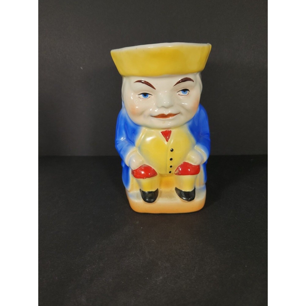 Vintage Czech large‎ Toby Jug Mug Pitcher Good condition Blue Yellow
